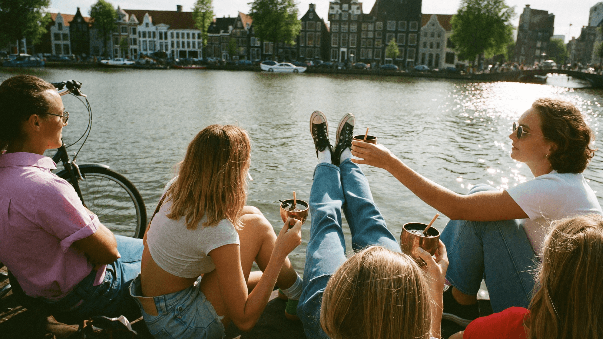 Pombay Cane Vodka enjoyed by the canals of Amsterdam
