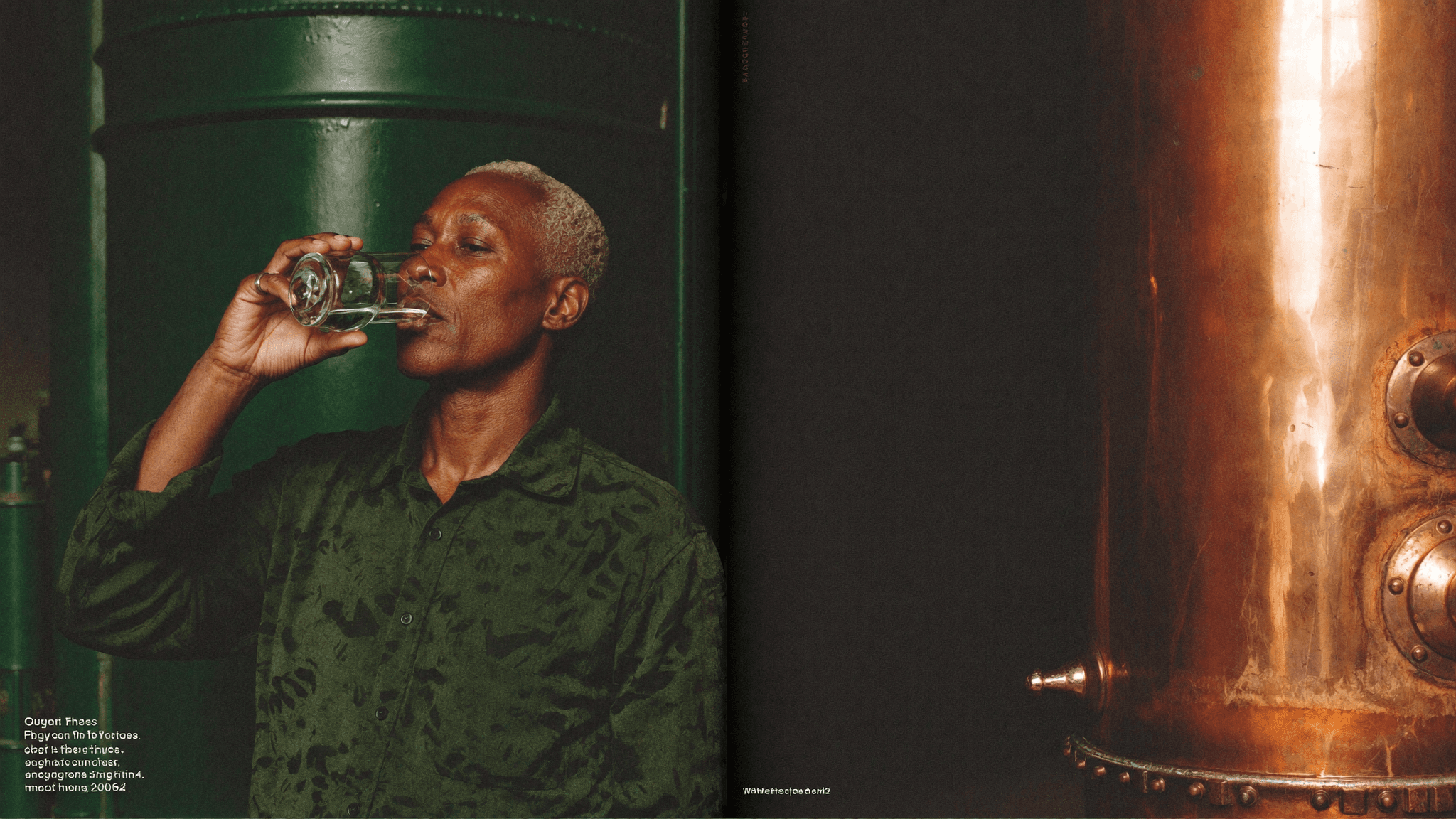 Pombay's master distiller at the copper still in Amsterdam