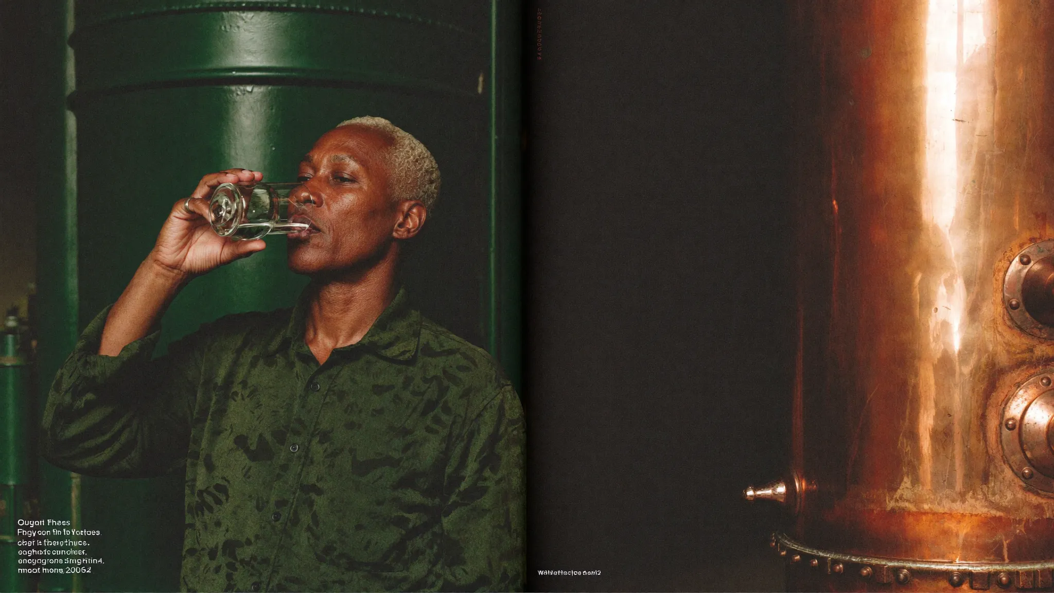 Pombay's master distiller at the copper still in Amsterdam